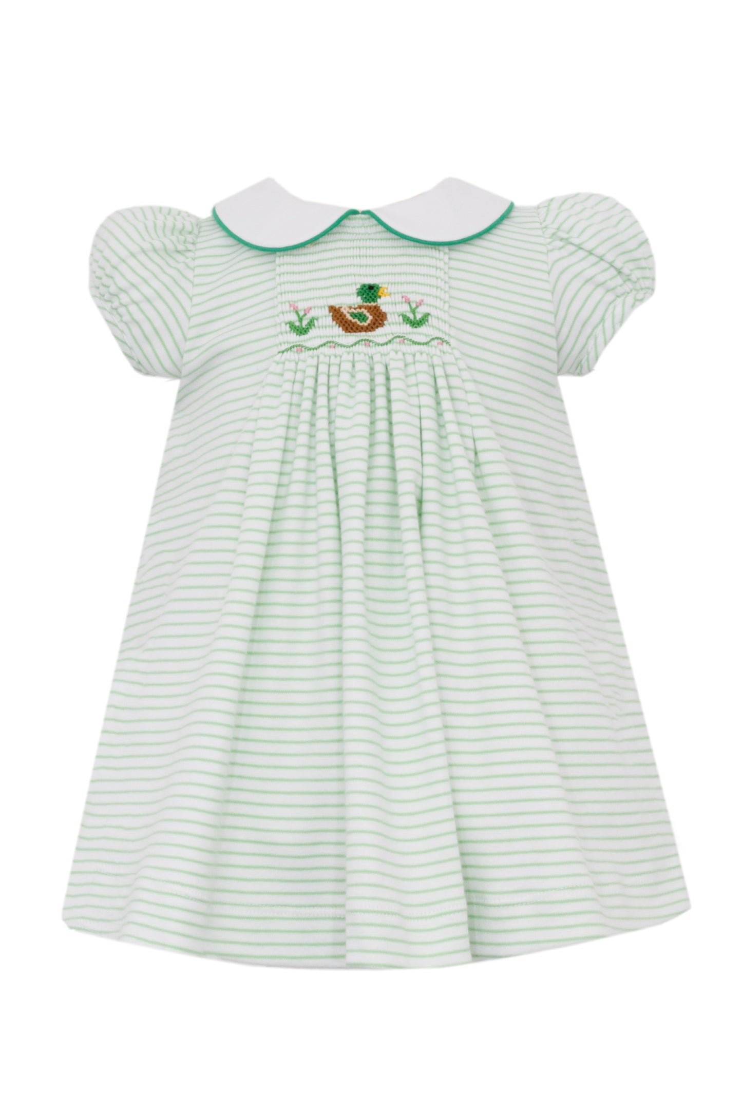 Mallard Duk Girls -Green Knit Stipe Dress