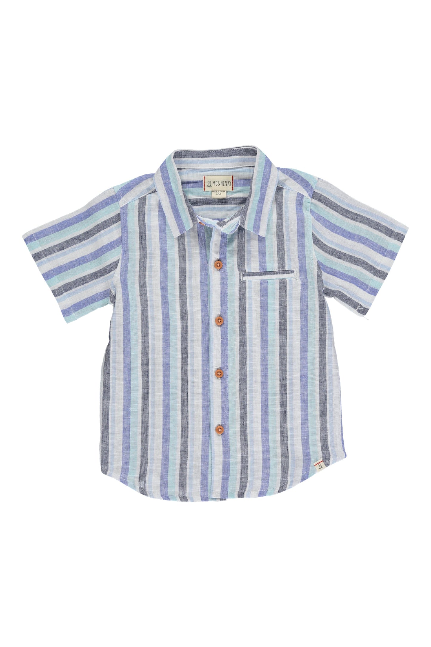 Blue Wide Stripe Woven Shirt