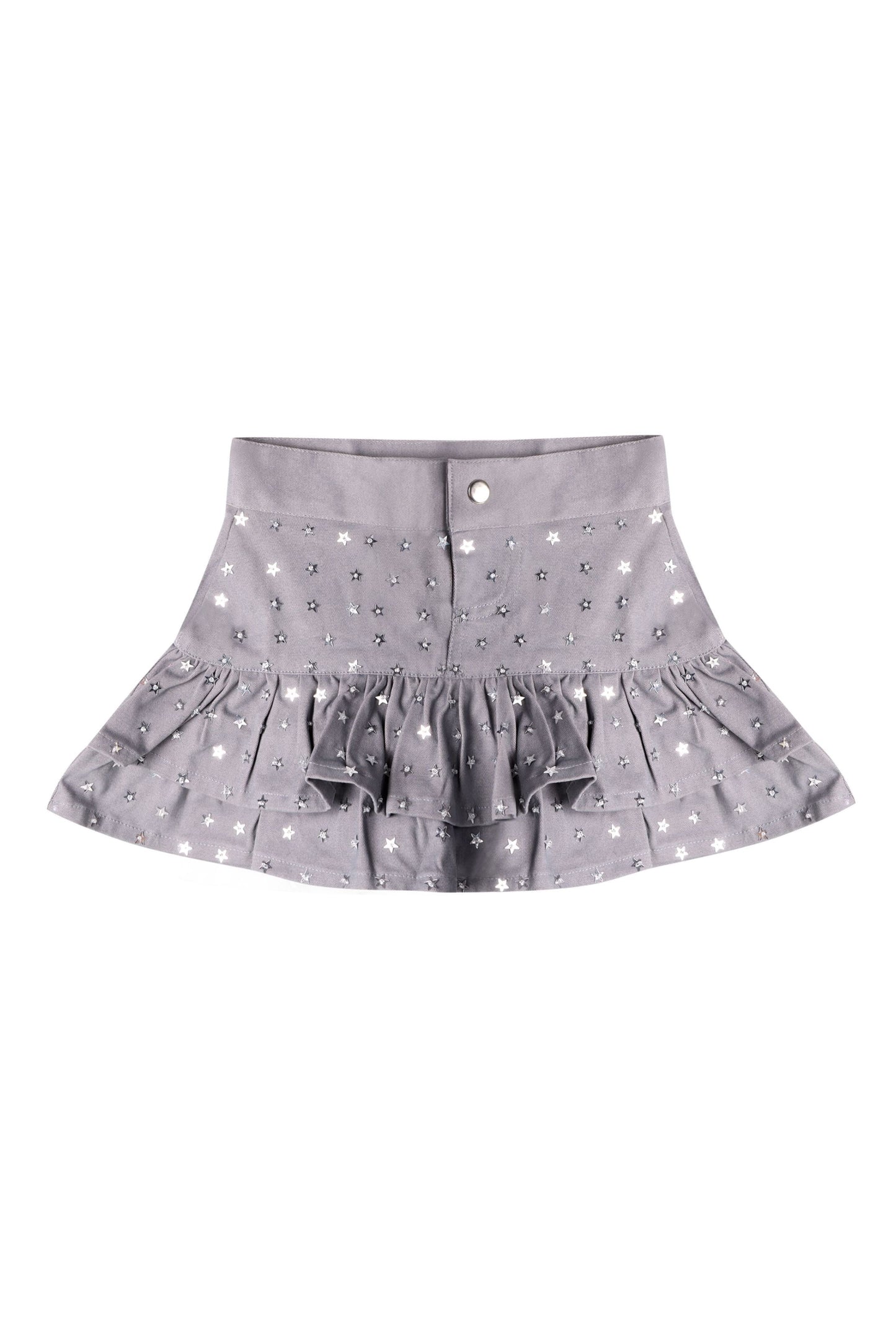 Grey Sequin Stars Denim Skort