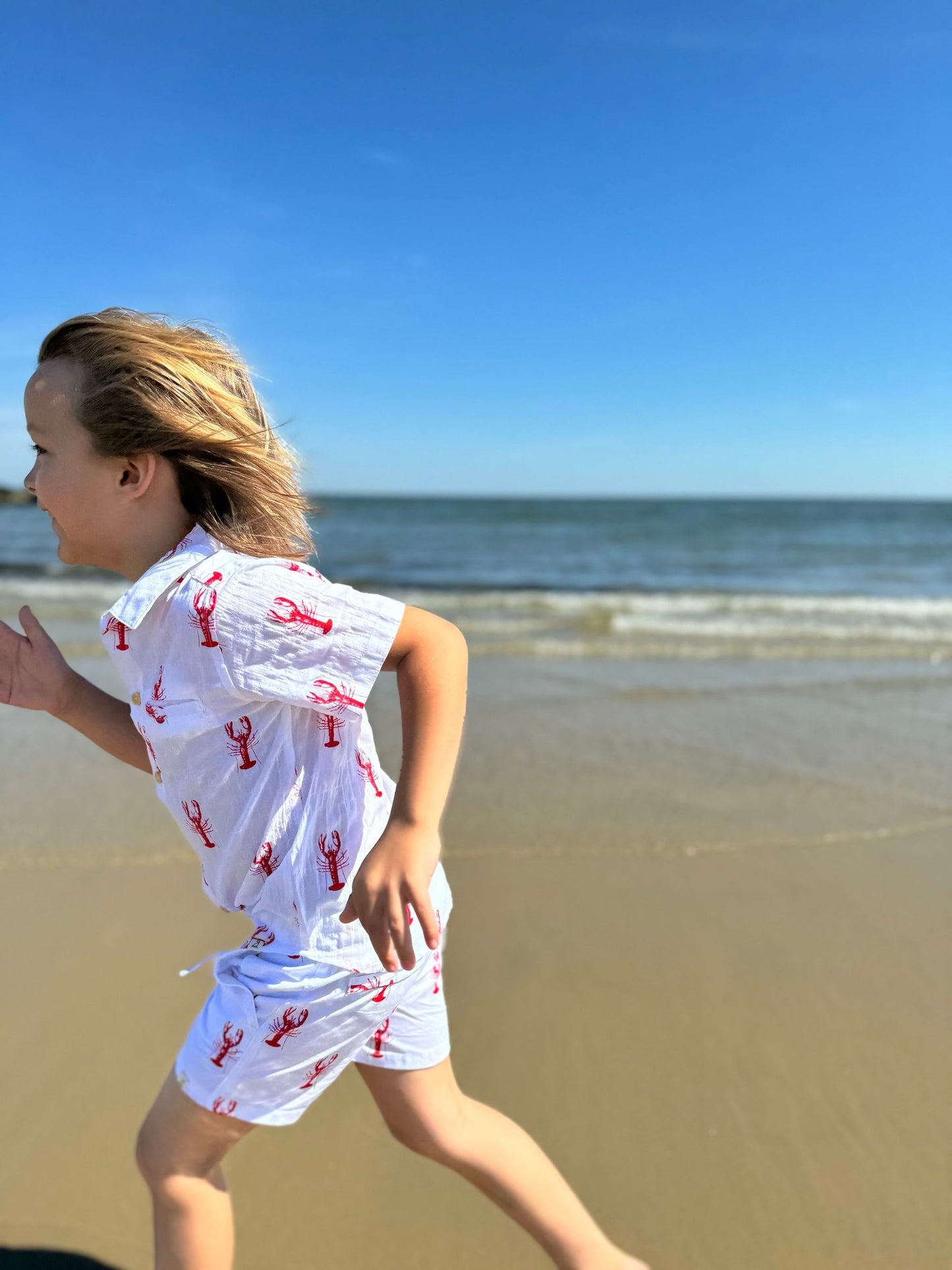White With Red Lobsters Shirt