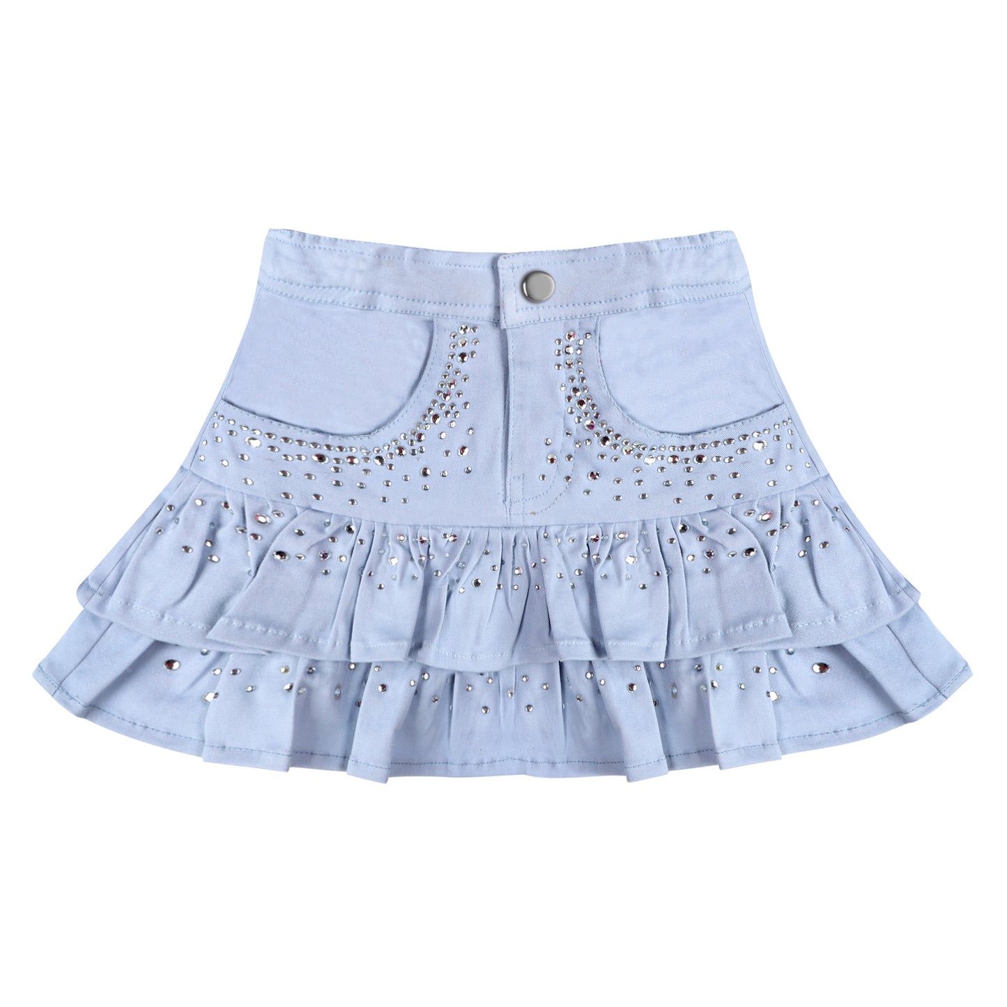 LIGHT BLUE CRYSTAL DENIM SKORT