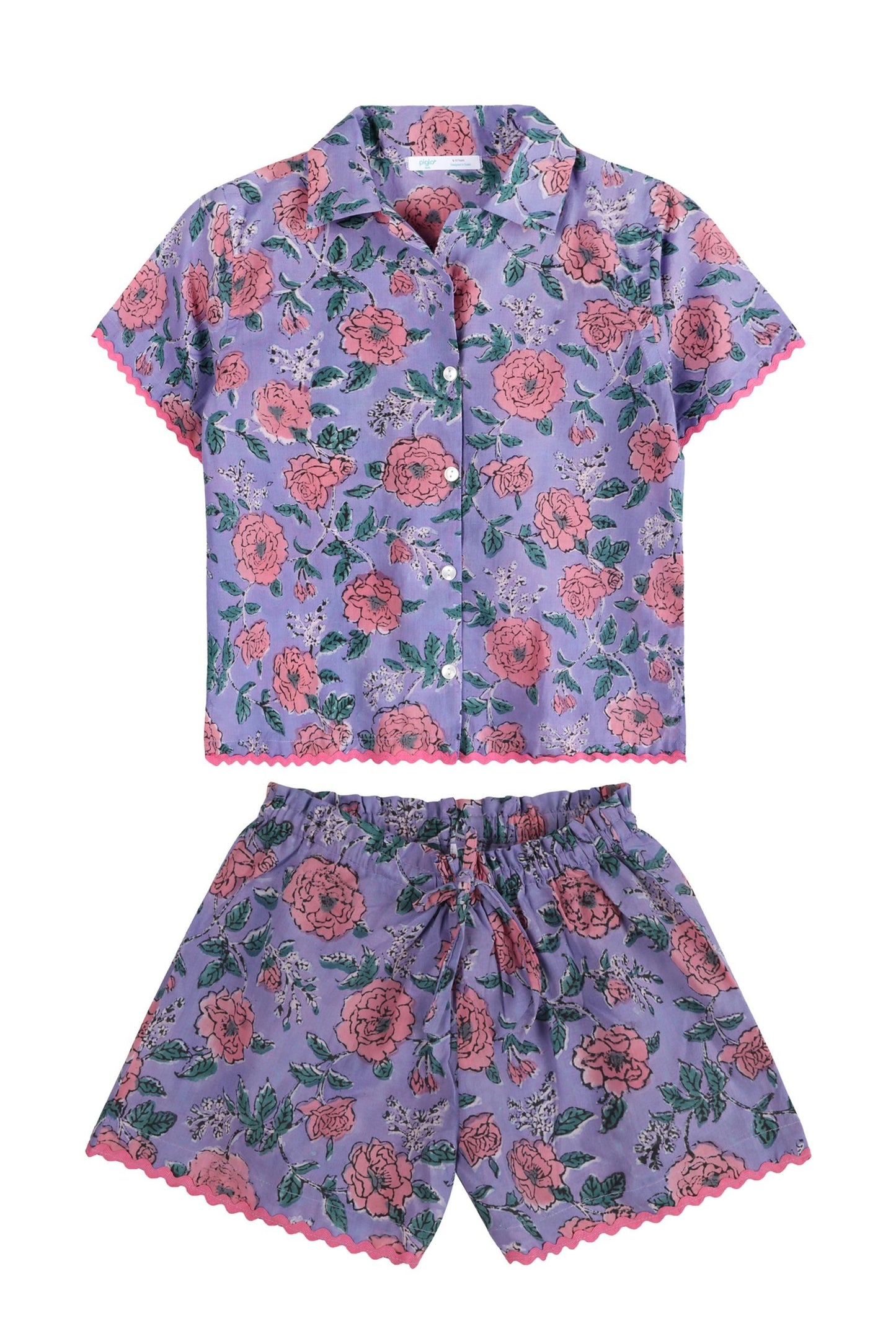 Purple Floral Shirt & Shorts Set