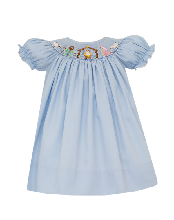 NATIVITY GIRLS -BLUE PIQUE BISHOP