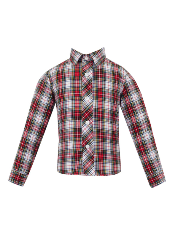 TARTAN PLAID - WHITHE BOYS SHIRTS