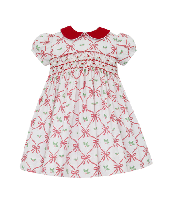 ALISON -RED HOLIDAY PLAID BOWS PRINT - FLOAT