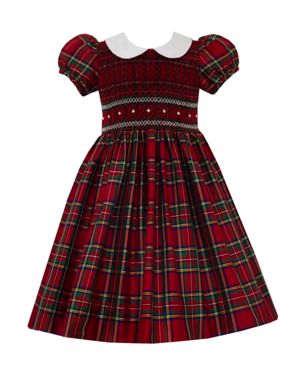 TIFANNY - RED HOLIDAY PLAID SILK DRESS