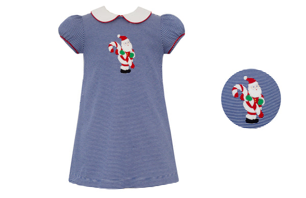 SANTA - NAVY BLUE KNIT STRIPE DRESS