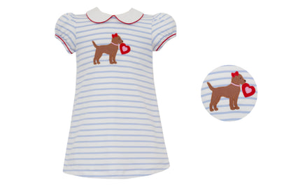 Valentine -Lt.Blue Stripe A -Line Dress