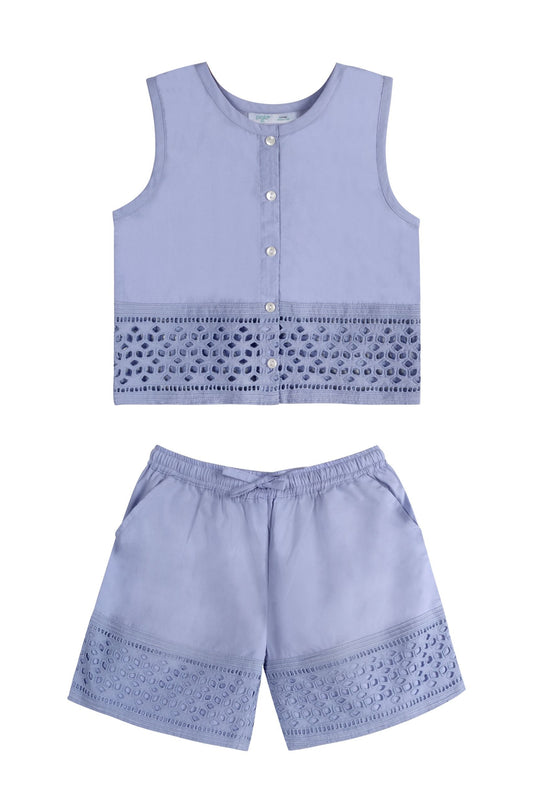 Blue Bee Wings Shirt & Shorts Set