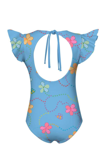 Blue Color Jardin - Dayana One Piece