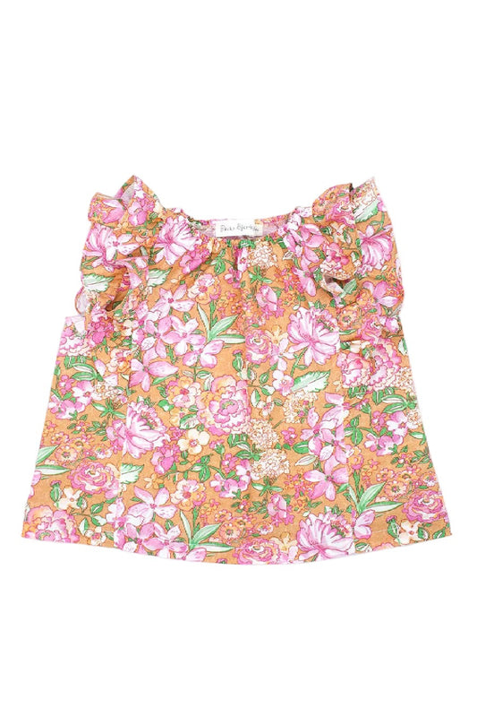 Blusa Ocre Flor Rosa
