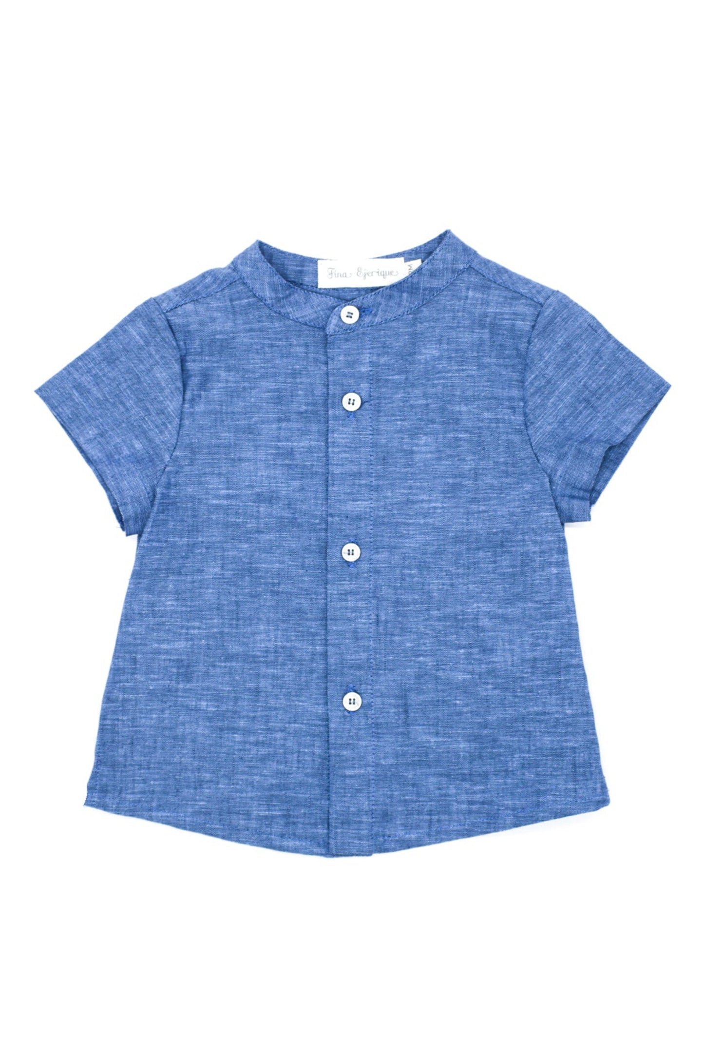 Camisa Manga Corta Flameada Azul