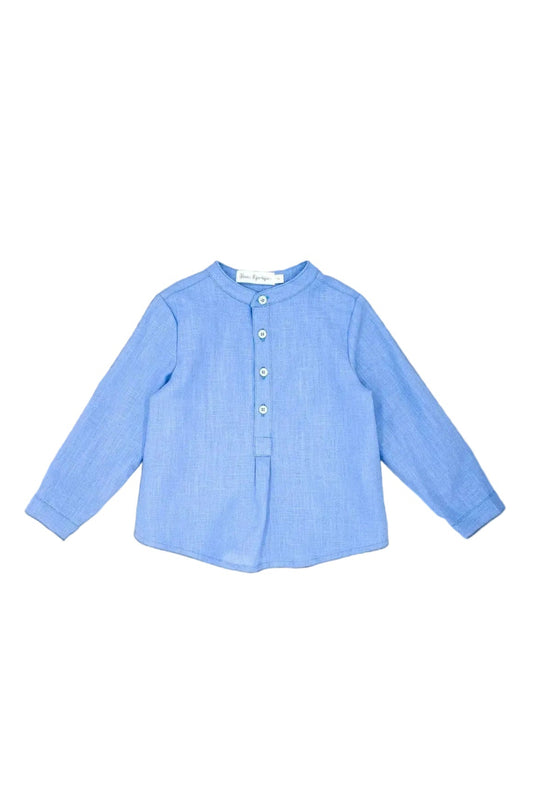 Camisa Pechera Flameado Azul