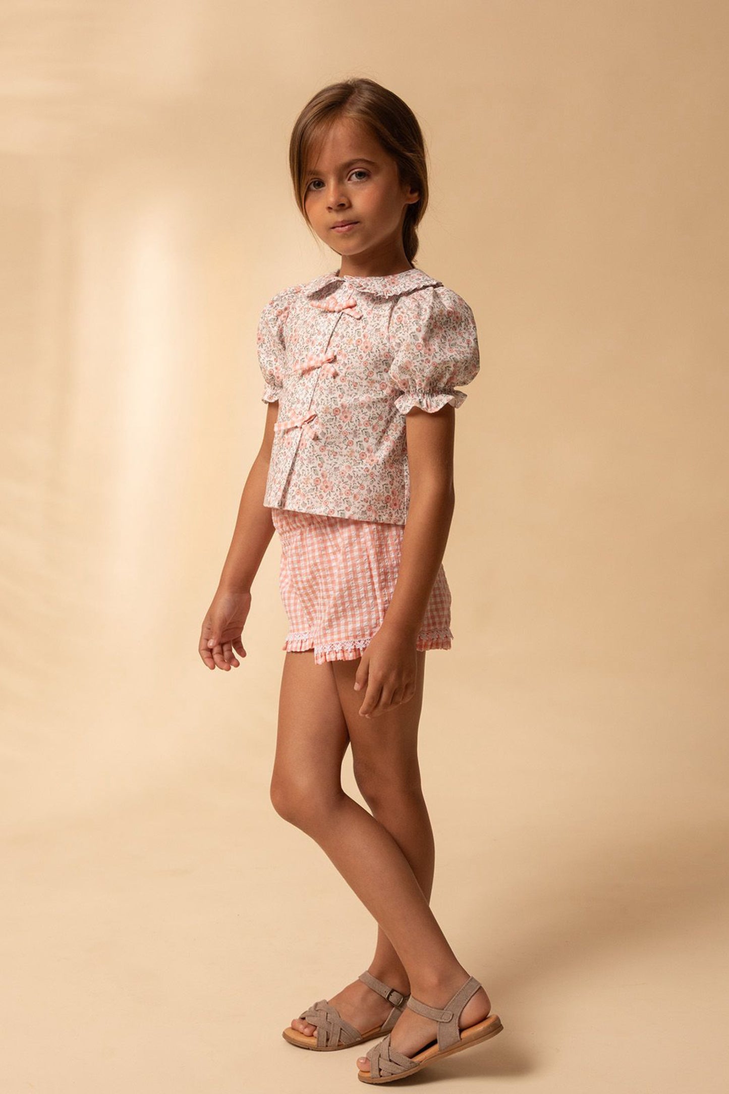 Salmón Gingham Shorts