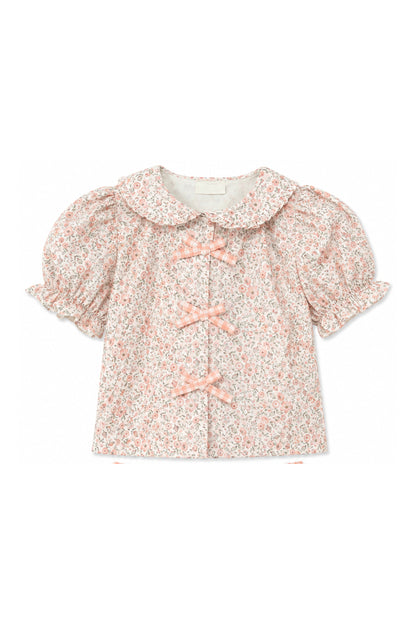 Coral Flower Poplin Blouse