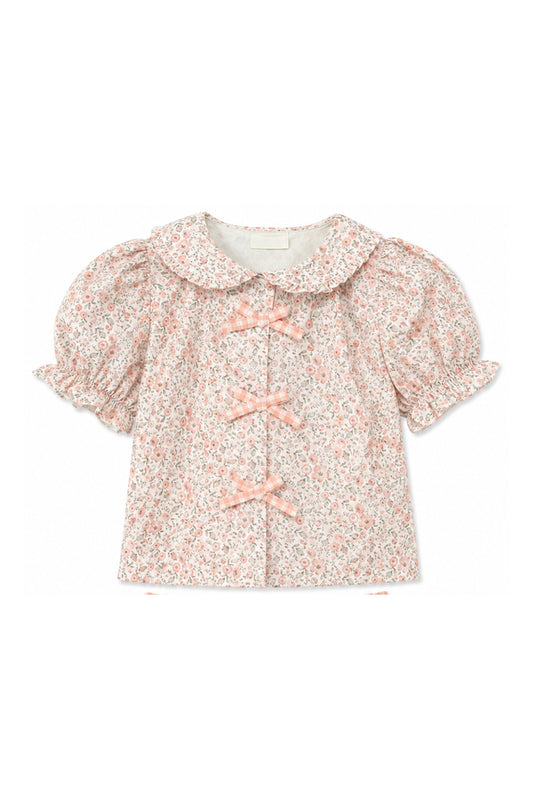 Coral Flower Poplin Blouse