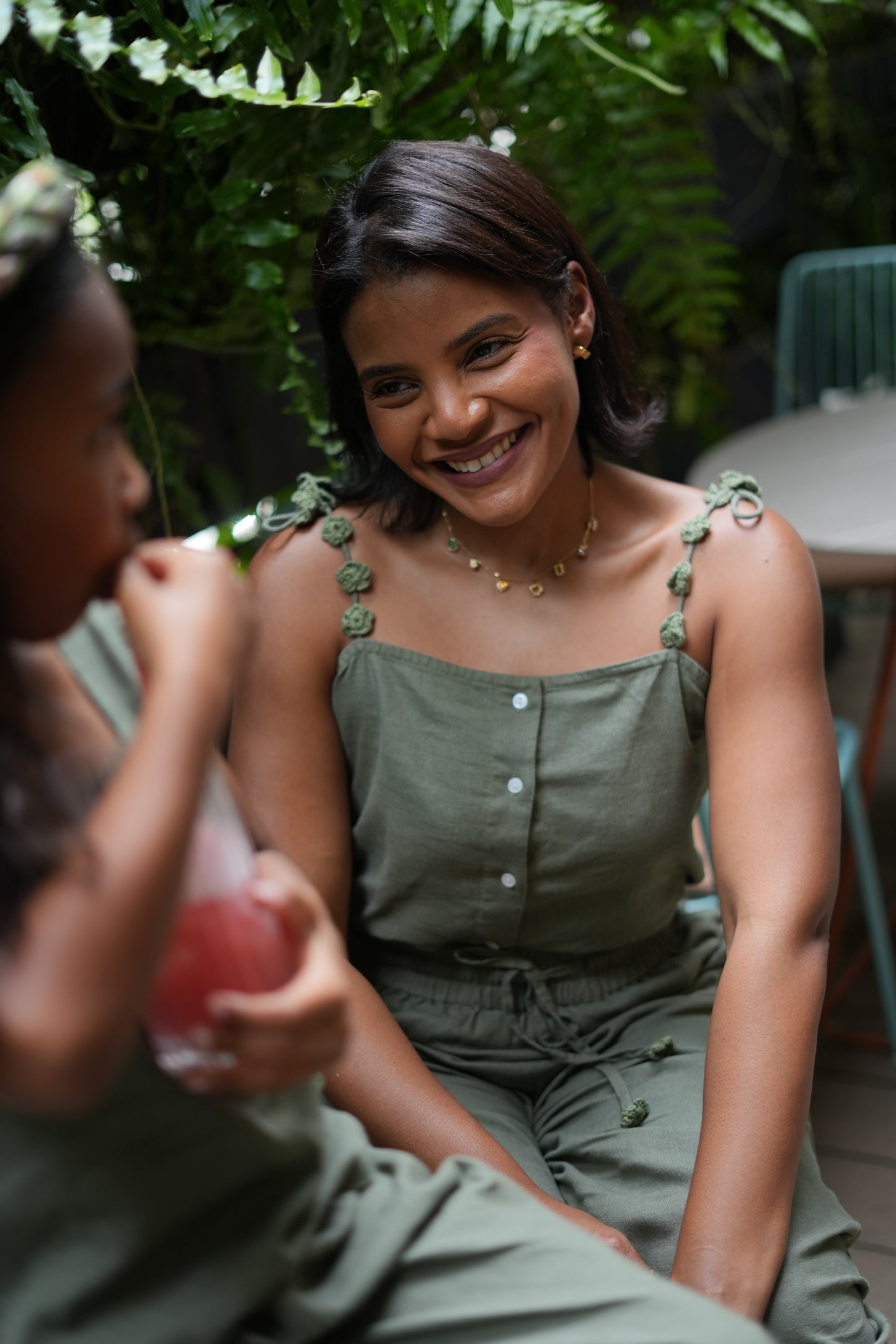 Green Garden Bloom Set with Strappy Top