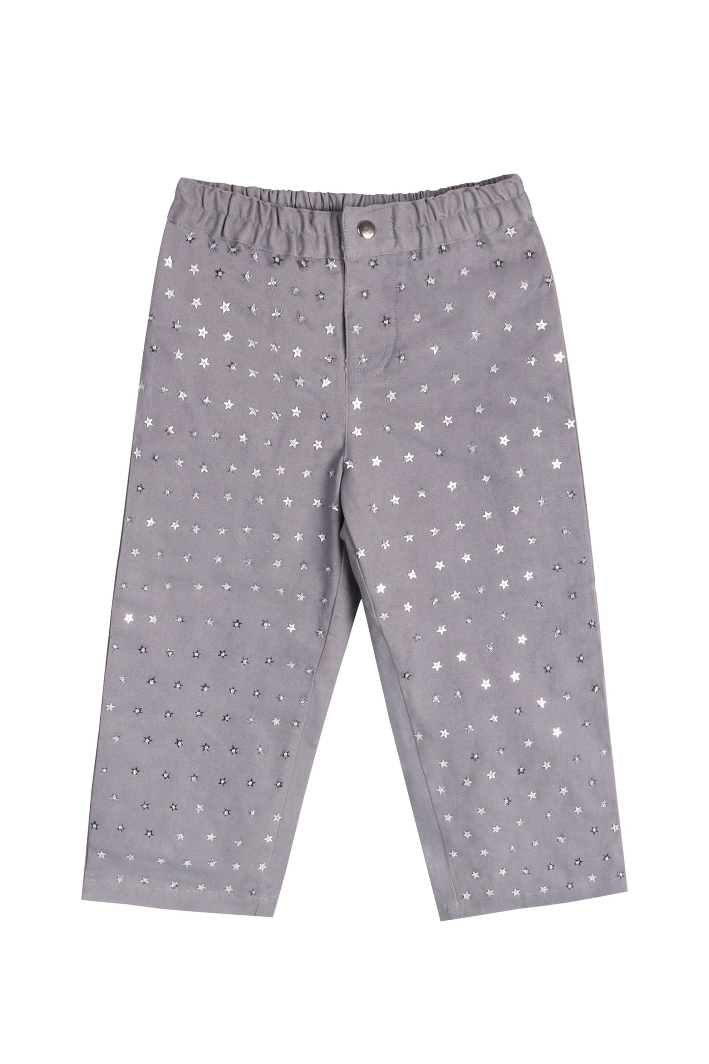 Grey Sequin Stars Denim Pants