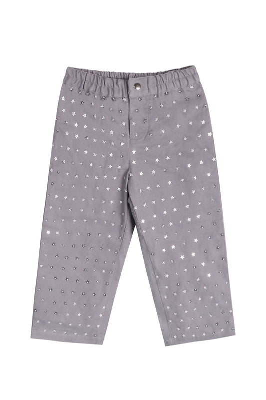 Grey Sequin Stars Denim Pants