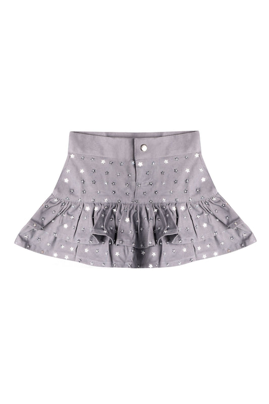 Grey Sequin Stars Denim Skort