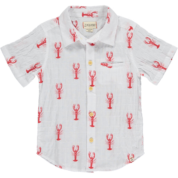 WHITE WITH RED LOBSTERS SHIRT