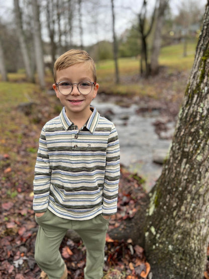Sage & Cream Polo Shirt