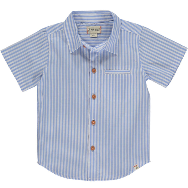 BLUE/WHITE STRIPED WOVEN SHIRT