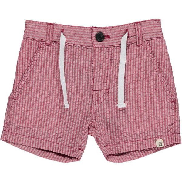 Coral seersucker shorts