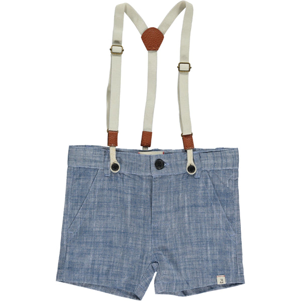 NAVY HEATHERED SHORTS WHIT REMOVABLE SUSPENDERS