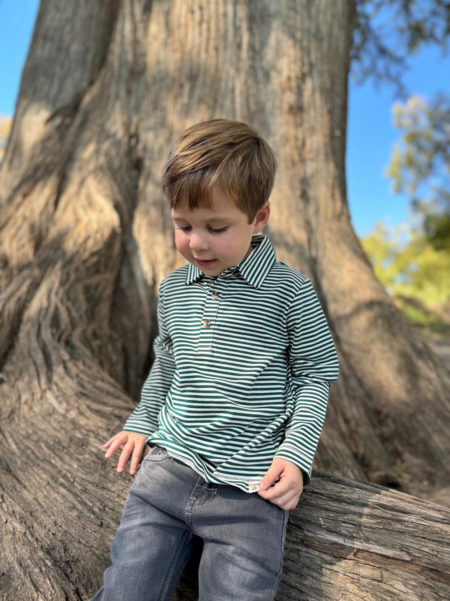 Dark Green Stripes Polo Shirt