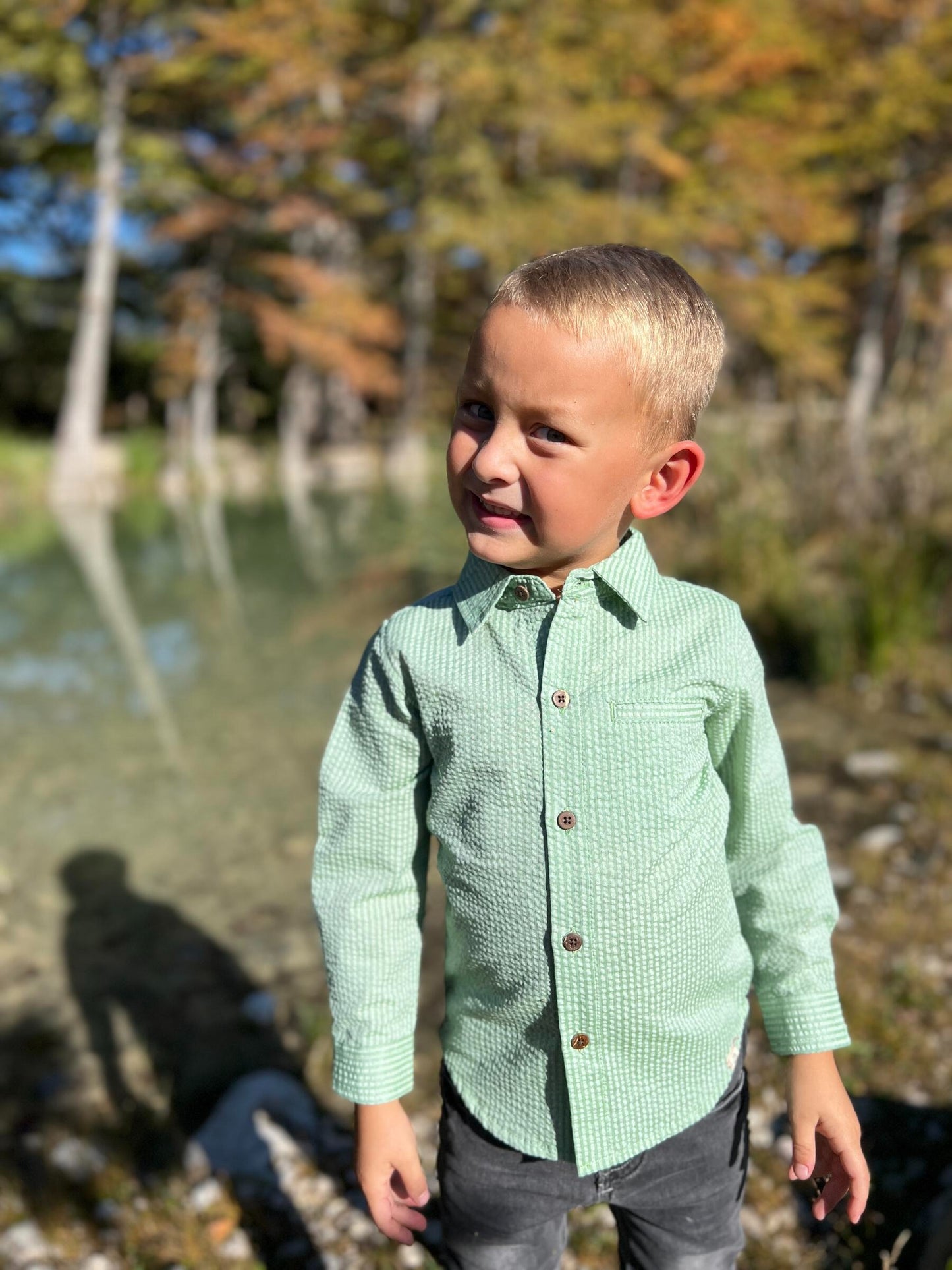 Green Seersucker Atwood Woven Shirt