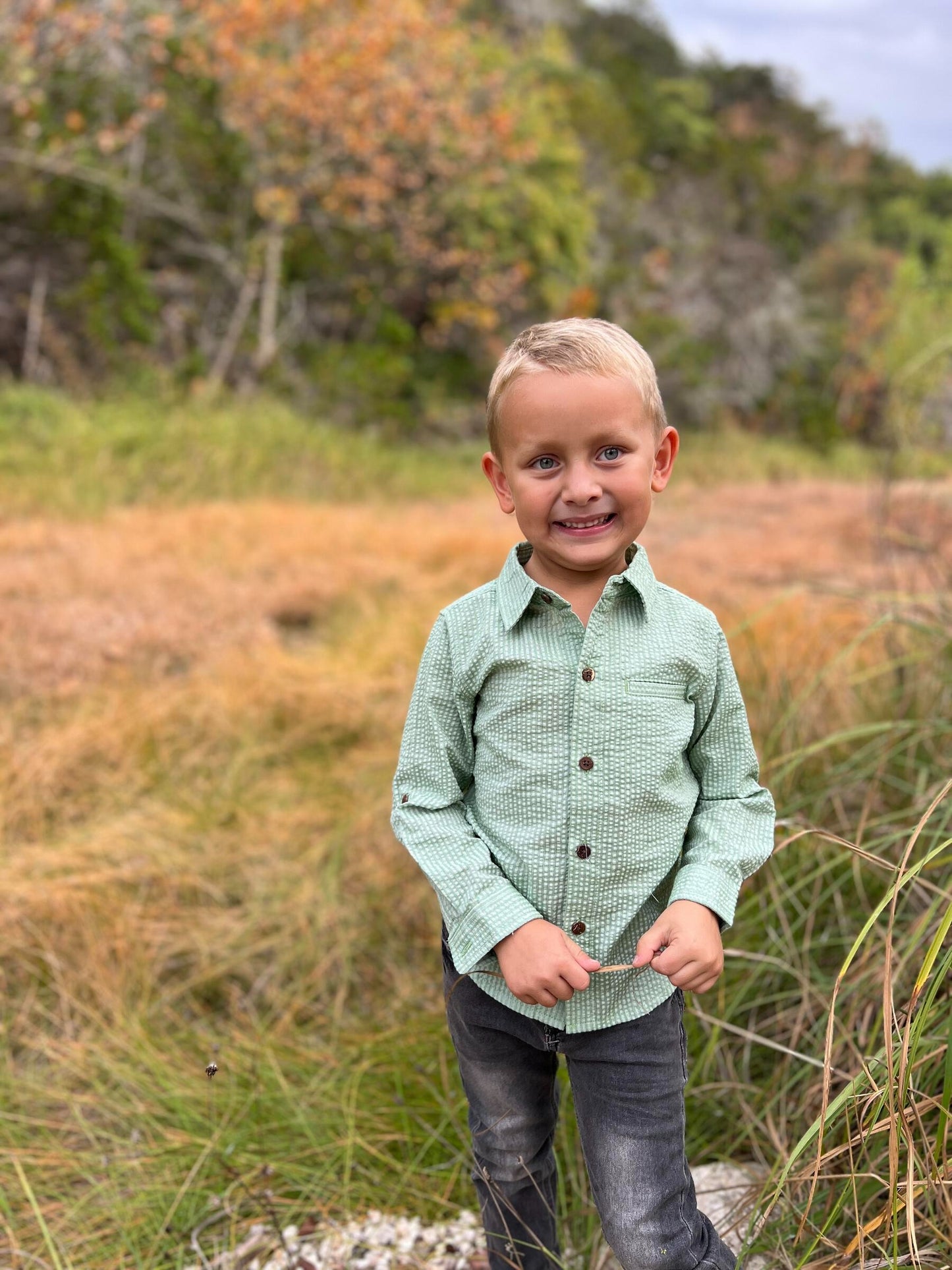 Green Seersucker Atwood Woven Shirt