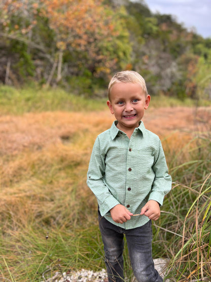 Green Seersucker Atwood Woven Shirt