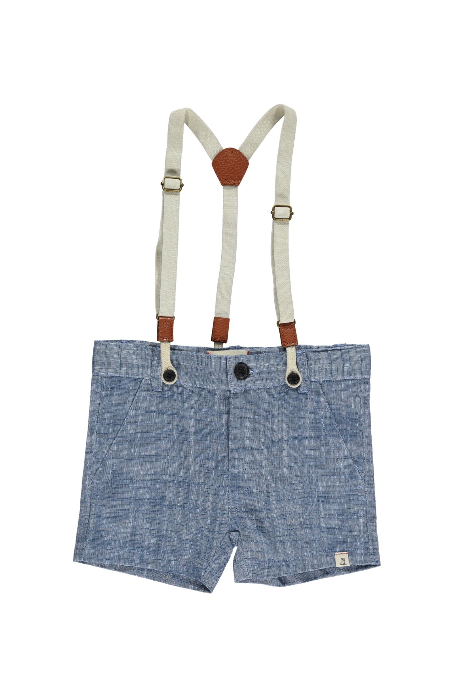 Navy Heathered Shorts Whit Removable Suspenders