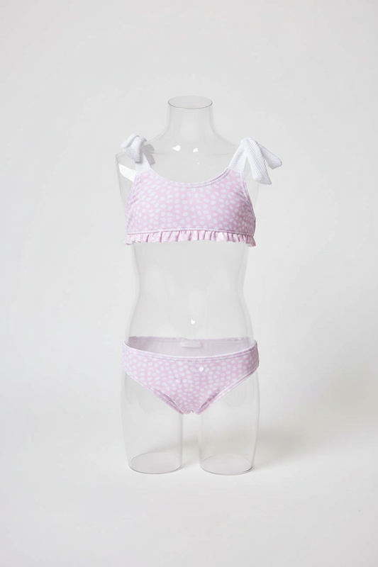 Bikini Rosa Con Motas Blancas