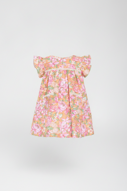 Vestido Ocre Flor Rosa