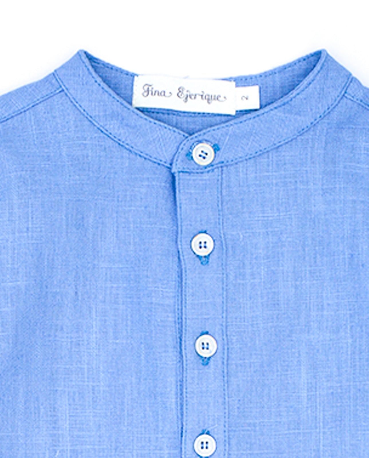 Camisa Pechera Flameado Azul