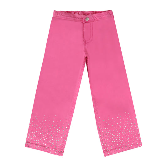 PINK CRYSTAL DENIM PANTS