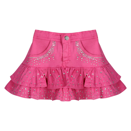PINK CRYSTAL DENIM SKORT