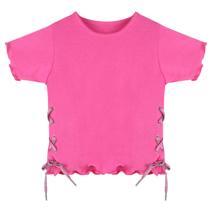 PINK SHORT SLEEVE KISSIE TOP