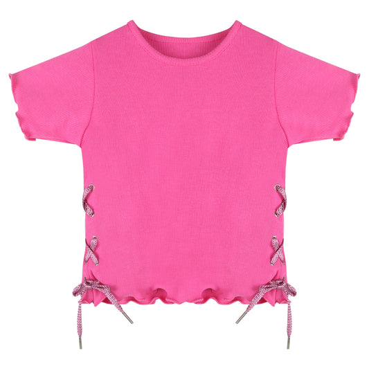 PINK SHORT SLEEVE KISSIE TOP