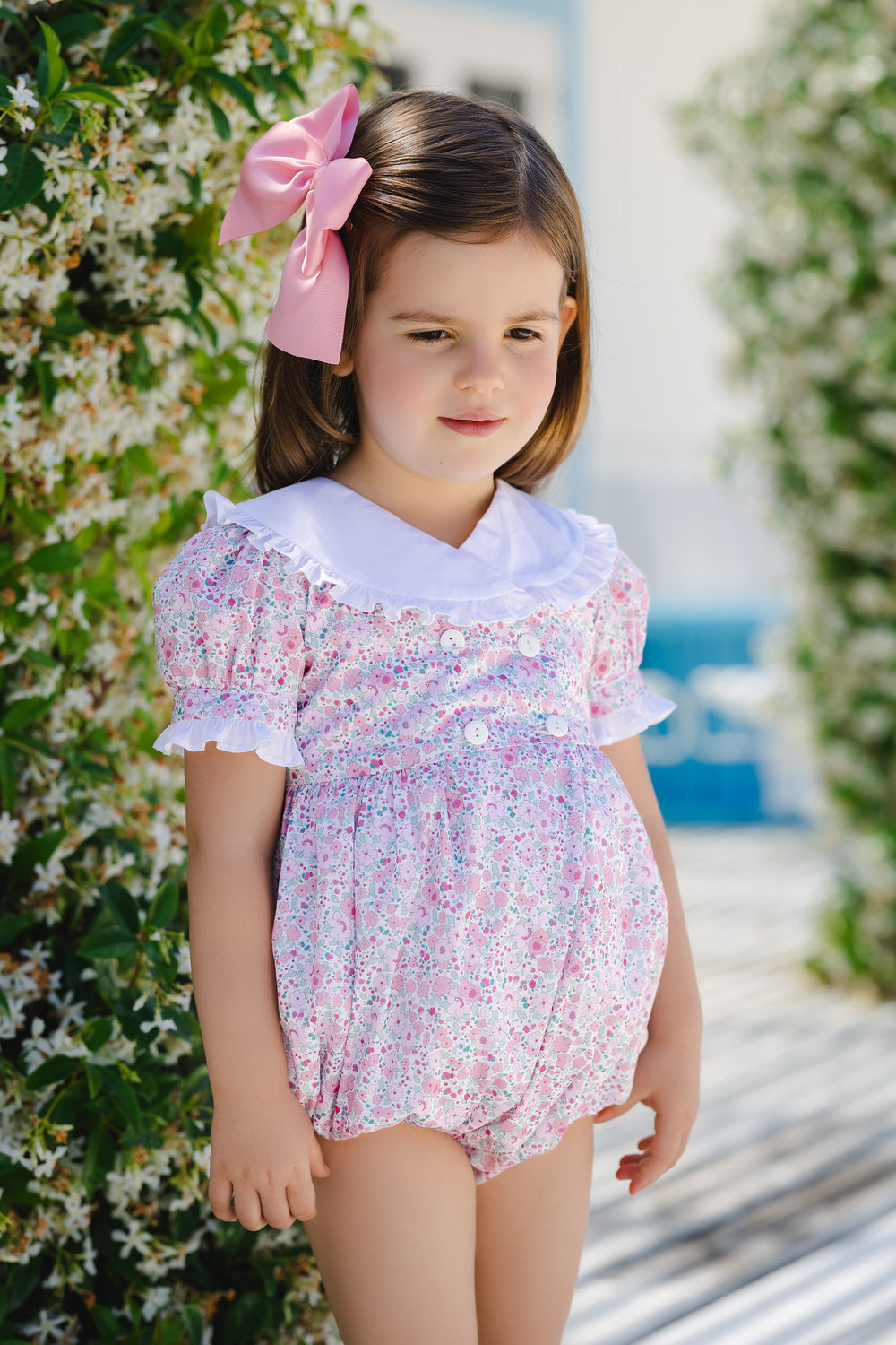 Pink Ditsy Floral Romper