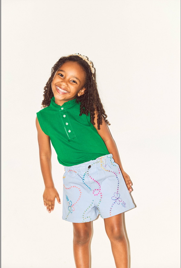 GREEN KNIT GIRL POLO T-SHIRT