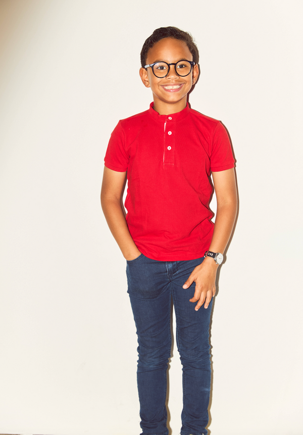 RED KNIT BOY POLO T-SHIRT