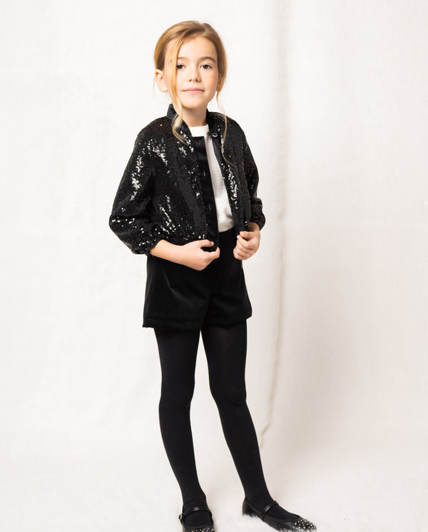 Chaqueta Bomber Negra De Lentejuelas