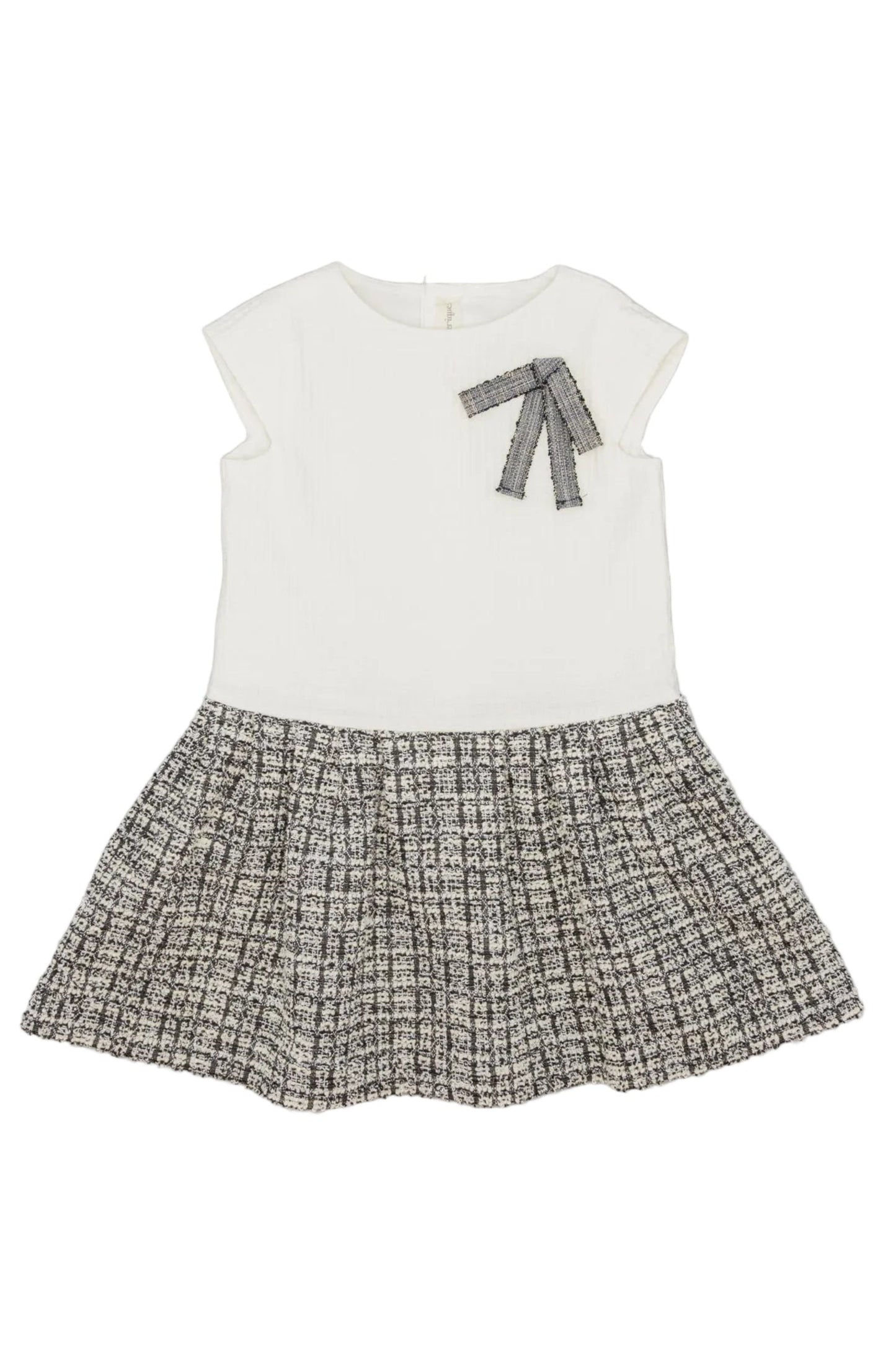 Vestido Blanco Con Falda De Tejido Estructurado Negro