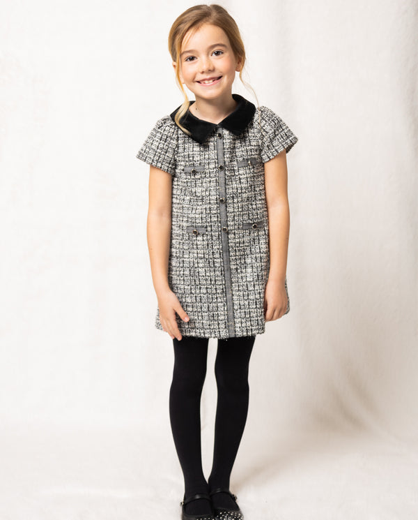 Vestido De Tejido Estructurado Con Cuello De Terciopelo Negro