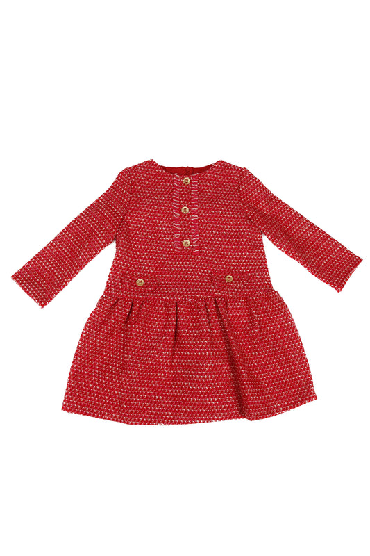 Vestido Chanel Rojo Con Detalles Dorado