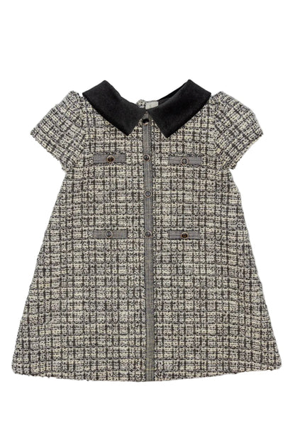 Vestido De Tejido Estructurado Con Cuello De Terciopelo Negro