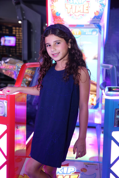 Navy Twinkle Stars Denim Dress